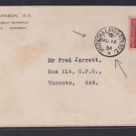 Kanada Brief mit K1 Muskoka Lakes Str. No.2 nach Toronto Geo. S. Johnson B.A.