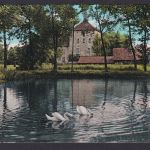 Ansichtskarte Bustedt b. Bünde Westfalen Wasserburg Teich Schwäne Verlag