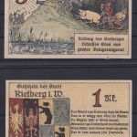 Banknoten Geldscheine Notgeld Rietberg Westfalen 5 Scheine 0,25 - 5 Mark