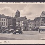Ansichtskarte Euskirchen NRW Marktplatz Oldtimer Fachwerkhäuser Verlag