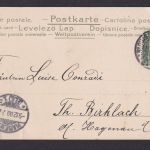 Jugendstil Ansichtskarte Grußkarte Hufeisen Goldbelag n. Birklach Hagenau Elsaß