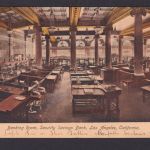Ansichtskarte Los Angeles California USA Bank BüroraumSchalterraum n. Berlin