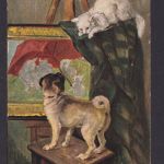 Ansichtskarte Künstlerkarte Gruß zu Weihnachten Hund Katze Tiere ab