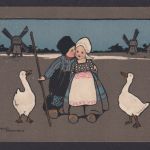 Ansichtskarte Künstlerkarte Sign. Ethel Parkinson Junge Mädchen Hütn Gänse