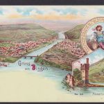 Litho Ansichtskarte Bingen Rheinland Pfalz Rhein Fluss Mäusethurm Ehrenfels