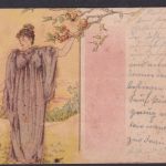 Jugendstil Ansichtskarte Künstlerkarte Glitzer Junge Dame ab Ansbach Bayern nach