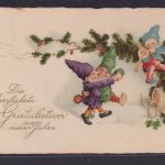 Ansichtskarte Zwerge Künstlerkarte Neujahrsgruß ab Bad Tölz Bayern n. Heilbrunn