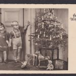 Weihnachten Ansichtskarte Weihnachtsgruß Kinder Weihnachtsbaum Geschenke