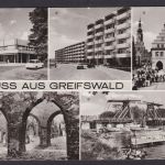 Ansichtskarte Greifswald Mecklenburg Vorpommern Gastronomie Boddenhus Rathaus