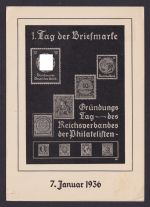 Deutsches Reich Privatganzsache Philatelie 1. Tag der Briefmarke Gründungstag