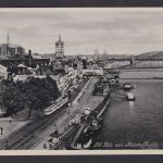 Ansichtskarte Köln NRW Rhein Fluss Brücke Strassenbahn Dom