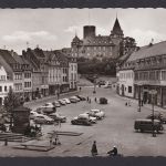 Ansichtskarte Mayen Eifel Rheinland Pfalz Markt Genovevaburg Oldtimer n. Hamburg