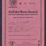 Auseis Messe Ausweis Deutsche Industrie Messe Hannover 1954