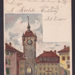 Ansichtskarte Baden Baden Württemberg Künstlerkarte Sign. Doggault Stadtturm