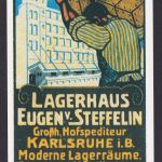 Künstler Ansichtskarte Reklame Werbung Lagerhaus Eugen Steffen Karlsruhe Baden