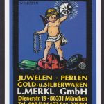 Künstler Ansichtskarte Reklame Werbung L. Merkl GmbH München Juwelen Gold Silber