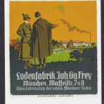 Künstler Ansichtskarte Reklame Werbung Lodenfabrik Joh. Gg. Frey München Aus der