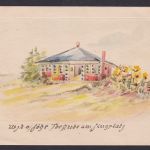 Ansichtskarten Künstlerkarten 5 x Handgemalt Wyk auf Föhr Teestube am Flugplatz