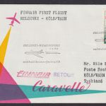 Flugpost Air Mail Brief Finnland Finnair Erstflug Helsinki Köln Wahn 1.4.1960