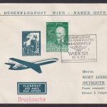 Flugpost Brief Air Mail Österreich selt Privatganzsache 1. Düsenflug Wien Naher