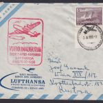 Flugpost Brief Air Mail Argentinien Lufthansa 627 mit gezähntem Leerfeld 1956