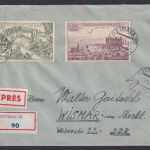 Flugpost Brief Air Mail Tschechoslowakei Ostrava Wismar DDR 1955