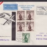 Flugpost Brief Air Mail Austrian Airlines Österreich Viererblock Trachten Paris