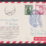 Ballon Flugpost Brief Air Mail Österreich Villach rs. alter Stich + Philatelie