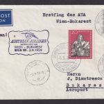 Flugpost Brief Air Mail Erstflug AUA Österreich DDR Zuleitung Wien Bukarest