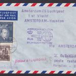 Flugpost Brief Air Mail KLM Erstflug Amsterdam Houston Texas USA Zuleitung