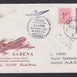 Flugpost Brief Air Mail Sabena Belgien Brüssel Moskau Sowjetunion 31.5.1958