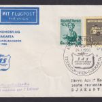 Flugpost Brief Air Mail SAS Eröffnungsflug Wien Djakarta Indonesien über Athen
