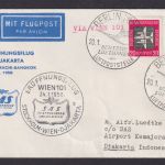Flugpost Brief Air Mail SAS Eröffnungsflug Wien Djakarta inter. DDR Zuleitung