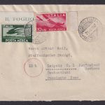 Flugpost Brief Air Mail Italien Bozen Leipzig DDR 1947