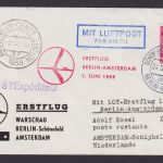 Flugpost Brief Air Mail LOT Erstflug Warschau Berlin Amsterdam Niederlande