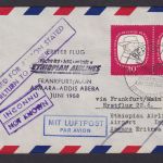Äthiopien Flugpost Brief Air Mail Ethopian Airlines Erstflug Frankfurt Asmara
