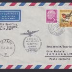Flugpost Brief Air Mail Sabena Erstflug Brüssel Istanbul Zuleitung ab Esslingen