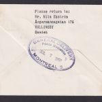 Flugpost Brief Air Mail Schweden SAS Erstflug Stockholm Montreal Kanada 4.7.1958