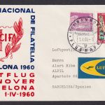 Flugpost Brief Air Mail Bund Erstflug Lufhansa LH176 I-IV Hannover Barcelona