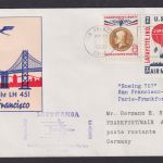 Flugpost Brief Air Mail Lufthansa Erstflug LH 451 San Francisco USA Paris