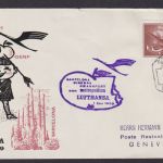 Flugpost Brief Air Mail Lufthansa Frankfurt Genf Schweiz Barcelona Spanien