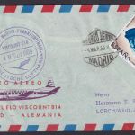 Flugpost Brief Air Mail Spanien schöner Lufthansa Brief Viscount 814 Madrid