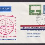 Flugpost Brief Air Mail Berlin Privatganzsache + Bund ZuF Pan American Erstflug