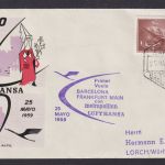 Flugpost Brief Air Mail Lufthansa Spanien Barcelona Frankfurt toller Umschlag