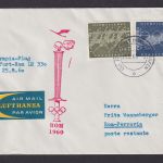 Flugpost Brief Air Mail Olympia Flug Sport Frankfurt Rom Italien Lufthansa