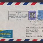 Flugpost Brief Air Mail DDR Berlin Frankfurt Santiago de Chile Lufthansa 1958