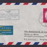 Flugpost Brief Air Mail DDR Berlin Frankfurt Brüssel Belgien LH 414 1958