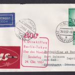 Flugpost Brief Air Mail SAS Direktflug Berlin Tokio Japan Nordpol Sonderflug