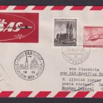 Flugpost Brief Air Mail SAS Erstflug Stockholm Schweden Riga Mosakau selt. DDR