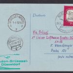 Flugpost Berlin Karte SST Deutsche Lufthansa Luftpoststelle via Brüssel Belgien